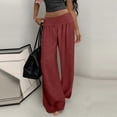 thumbnail image 1 of Linen Palazzo Pants for Women Wide Leg High Waisted Trousers Soft Flowy Yoga Bottoms Relaxed Fit Maternity Lounge Beach Streetwear, 1 of 6