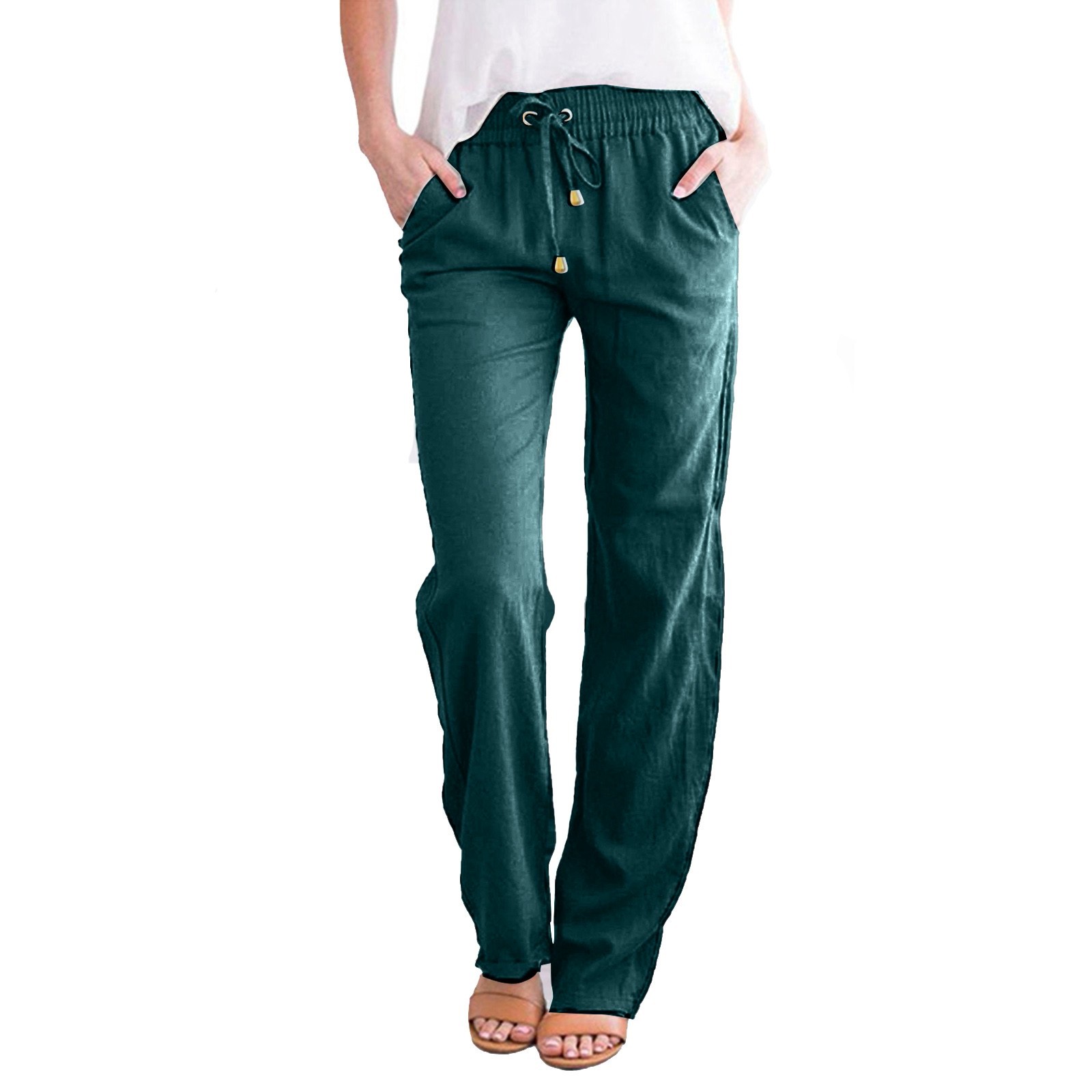 Linen Pants 2024 for Women Long Casual Loose Wide Leg Summer High ...