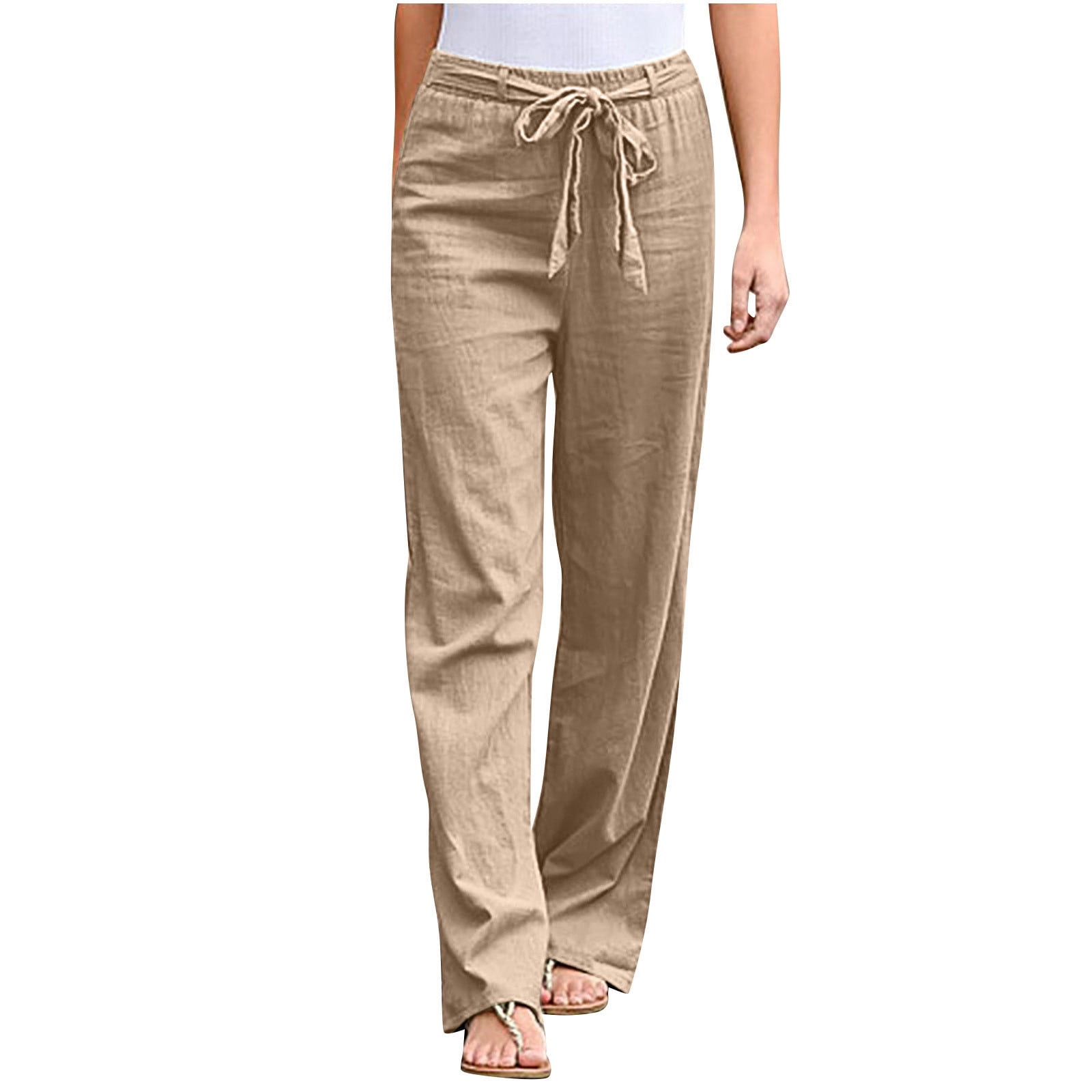  DGZTWLL Khaki Pants for Women Linen Pants Women Summer Petite Plus  Size High Waisted Tapered Pants Casual Joggers Yoga Sweatpants Trousers  Pockets(1-AG,Small) : Clothing, Shoes & Jewelry