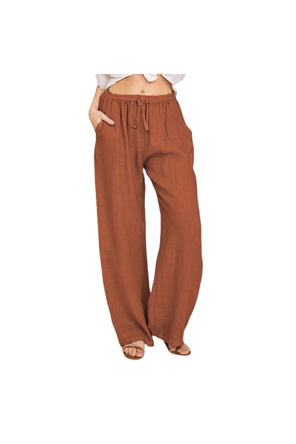 Linen Pants For Women Loose Fit Summer High Waisted Palazzo Pants Wide Leg Long Pant Trousers With Pocket Light Blue XL