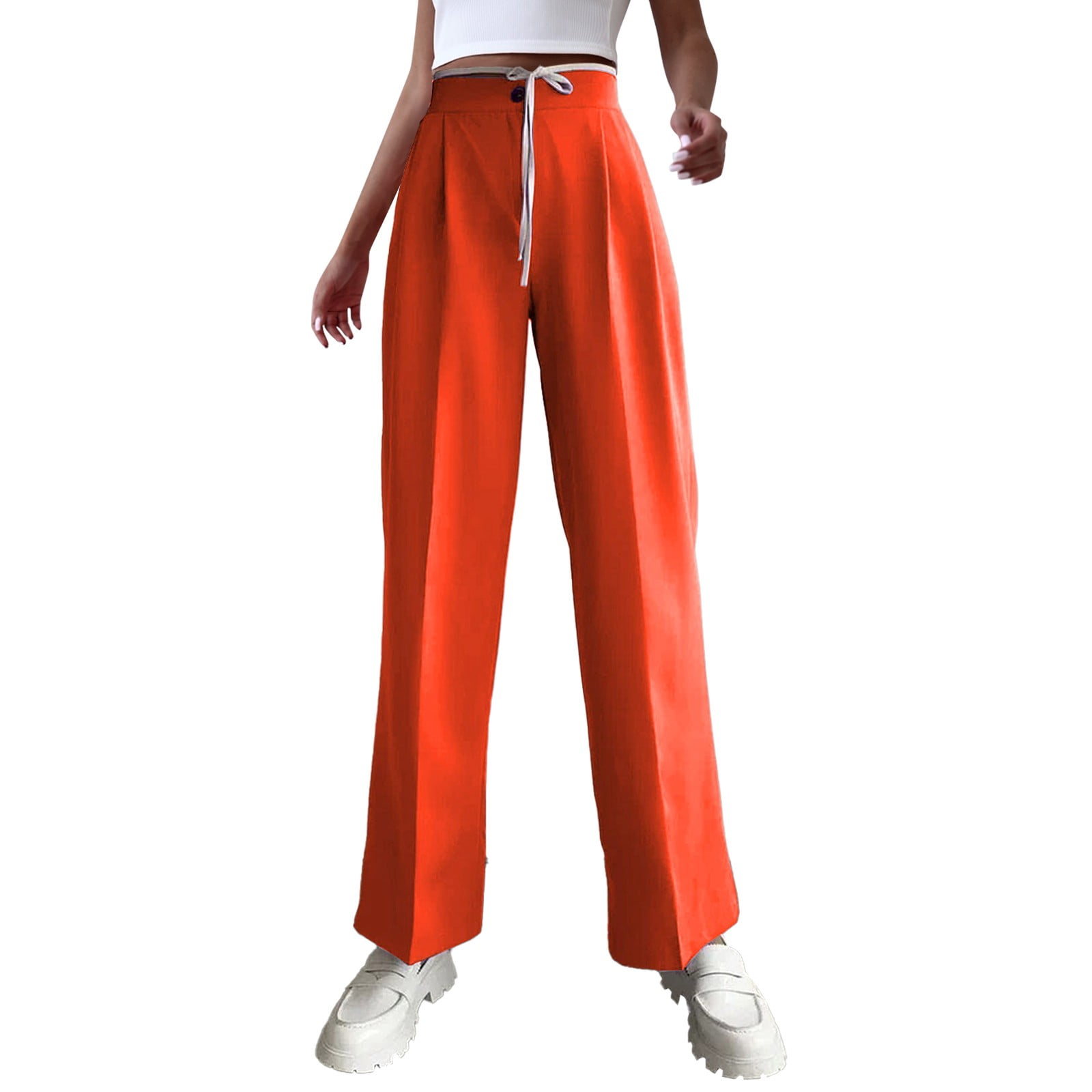 Linen Pants For Women Plus Size Wide Leg High Elastic Waisted In