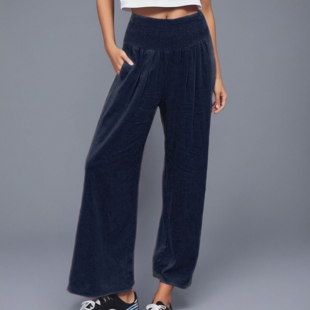 High Waist Wide Leg Palazzo Lounge Pants For Women Smocked Elastic Waist  Loose