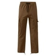 thumbnail image 1 of Linen Pants Men Drawstring Men's Corduroy Cargo Pants Two-Tone Baggy Track Pants Unisex Streetwear Y2K Pants Casual Trouser Work Pants for Men Cargo, 1 of 5
