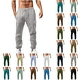 thumbnail image 1 of Linen Pants Men All Season Casual Pants for Men Elastic Drawstring Waist Straight Leg Beach Trousers with Pocket Breathable Lightweight Mens Pants Brown S, 1 of 6