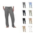 thumbnail image 1 of Linen Pants Men Spring Summer Elastic Waist Straight Leg Loose Fit Breathable Casual Beach Pants with Pockets, 1 of 6