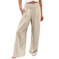 thumbnail image 1 of Linen Pants Women 2026 Breathable Relaxed Fit Pants Summer Beach Vacation Clothes Solid Color Long Trousers Yoga Workout Sweatpants Comfy Flowy Pants High Waisted Pants Comfy Trousers Xl, 1 of 8