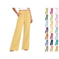 thumbnail image 1 of Linen Pants Women Casual Loose Drawstring Solid Color Wide Leg Cotton Linen Long Pants For A Relaxed Boho Everyday Look Women's Pants, 1 of 9