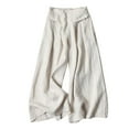thumbnail image 1 of Linen Pants Women Culottes Pants Wide Leg Gaucho Capris Muslin Pants Elastic Waist Trousers With Pockets High Waisted Drawstring Palazzo Lounge Pants for Women Lounge Baggy Ankle Pants, 1 of 7