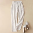 thumbnail image 1 of Linen Pants For Women Faux Linen Tapered Ankle Pants Summer Casual Loose Slimming Draped Nine Tenths Length For A Flattering Silhouette Womens Capri Pants, 1 of 6