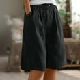 thumbnail image 1 of Linen Pants Women, High Waist Straight Buttons Fashion Casual Leisure Solid Color with Pockets, Black S-3XL, 1 of 8