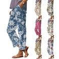 thumbnail image 1 of Linen Pants Women Loose Fit Capri for Summer Cropped Lightweight Design, Khaki, M, 1 of 7