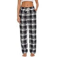 thumbnail image 1 of Linen Pants Women Loose Ladies' Checkered Plaid Printed Drawstring Side Pockets Sports And Casual Pants, S-2XL, 1 of 4