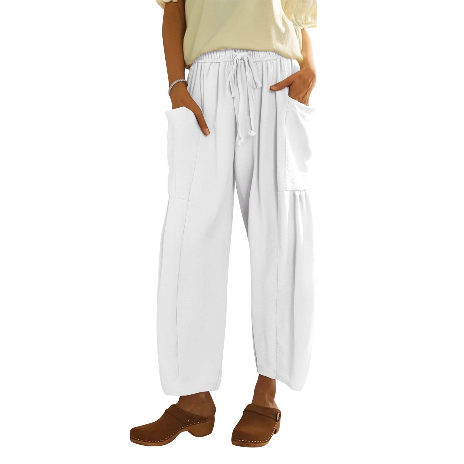Jing Shop Harem Pants For Men & Women - Cotton, Adjustable Length, Drawstring Waist, 2 Pockets, Beige