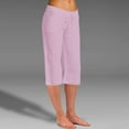 thumbnail image 1 of Linen Pants Women Summer Bohemian Beach Solid Plus Size Trousers Fashion Casual High Waisted Loose Capris Pockest Elastic Waist Wide Leg Pants S-5XL on Clearance, 1 of 8