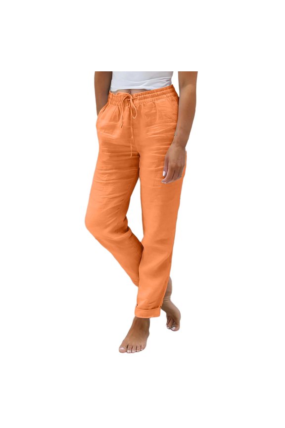 Linen Pants Women Summer Lounge Beach Vacation Flowy Palazzo Trousers Comfy Plus Size Spring Clothes