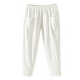 thumbnail image 1 of Linen Pants Women Summer Petite Capri Solid Casual Pocket Haren Pants Pencil Pants Elastic Waist Loose Pants White XL, 1 of 4