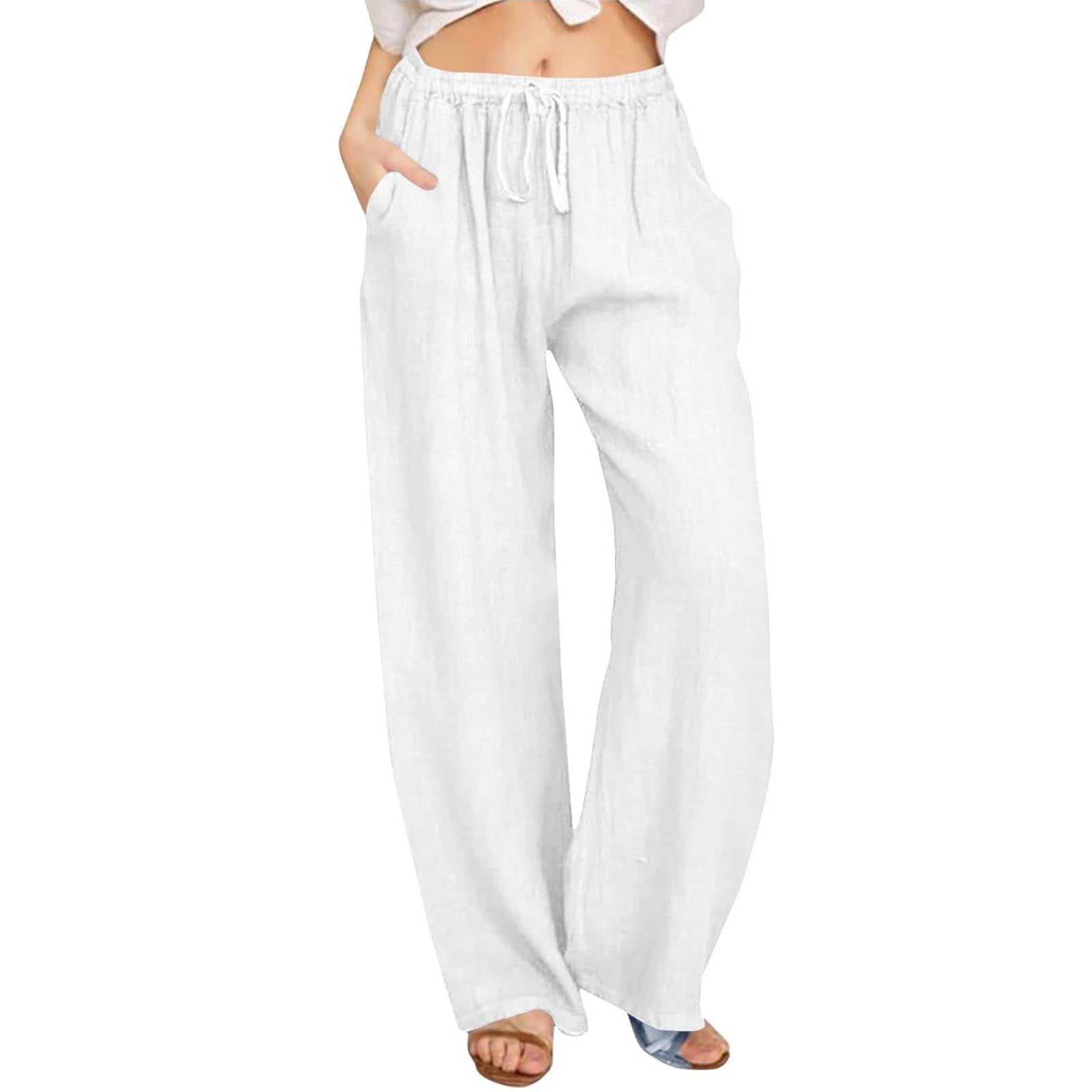 Linen Pants Women Summer,Petite Wide Leg Cotton Linen Pants with ...