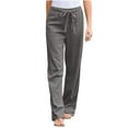 thumbnail image 1 of Linen Pants Women Summer Plus Size Casual Solid Color Comfy High Rise Pants for Women Fashion Loose Fit Daily Bandage Linen And Cotton Lightweight Party Vacation Beach Pants with Pocket（Dark Gray,S）, 1 of 5