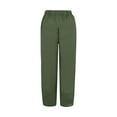 thumbnail image 1 of Linen Pants Women Summer Plus Size Casual Solid Color Comfy High Rise Pants for Women Fashion Loose Fit Daily Linen And Cotton Lightweight Party Vacation Beach Pants（Army Green,M）, 1 of 5