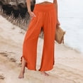 thumbnail image 1 of Linen Pants Women Wide Leg Summer Lounge Trousers Boho Flowy Palazzo Pant Fashion Beach Vacation Cotton Outfits 2026 Orange S, 1 of 7