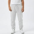 thumbnail image 1 of Linen Pants for Boys Summer Uniform Pants Drawstring Elastic Waist Straight Leg Trousers (White 12-13 Years), 1 of 5