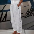 thumbnail image 1 of Linen Pants for Women 2025 Plus Size Trendy Striped Spring Summer Gauze Pants Casual Elastic Waist Comfy Trousers, 1 of 5