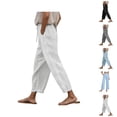 thumbnail image 1 of Linen Pants for Women 2025 Summer Lightweight Elastic Waist Drawstring Casual Pants with Pockets Trousers, 1 of 6