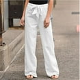 thumbnail image 1 of Tbopshirt Linen Pants for Women,Fashion Women Solid Color Linen Sashes Straight Casual Long Pants Trousers Cargo Pants Women, 1 of 4