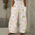 thumbnail image 1 of Linen Pants for Women,Clearance Women Casual Printing Pockets Elastic Mid-Waist Comfortable Wide-Legged Loose Pants Cargo Pants Women, 1 of 1