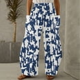 thumbnail image 1 of Linen Pants for Women,Clearance Women Casual Printing Pockets Elastic Mid-Waist Comfortable Wide-Legged Loose Pants Cargo Pants Women, 1 of 5