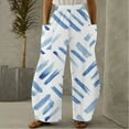 thumbnail image 1 of Linen Pants for Women,Clearance Women Casual Printing Pockets Elastic Mid-Waist Comfortable Wide-Legged Loose Pants Cargo Pants Women, 1 of 1