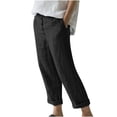 thumbnail image 1 of Linen Pants for Women,Clearance Women Casual Solid Cotton Linen Pants Trousers Button Loose Wide Leg Pants Cargo Pants Women, 1 of 4
