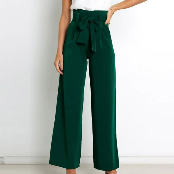 Tbopshirt Linen Pants for Women Solid Color High-waist Loose Women's Wide Leg Pants Cargo Pants Women