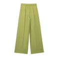 thumbnail image 1 of Linen Pants for Women Culottes Capris Wide Leg Palazzo Boho Pants Trousers Green S, 1 of 6
