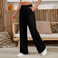 thumbnail image 1 of Linen Pants for Women - Elastic High Waist Wide Leg Cotton Linen Pants Spring Plus Size Straight Leg Casual Trouser Black 2XL, 1 of 8