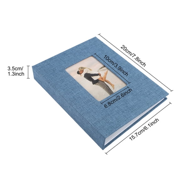 Linen Photo Album For 2X3 Inch Pictures, Holds 208 Photos With 42 for PAGES, Compact Memory Book For Travel, Wedding, Anniversary, Family Gatherings, Home Decor(Blue)