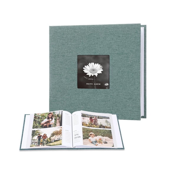Linen Photo Album Holds 200 Photos 6x6 Inch Fabric Cover Book With Frame Slot For 8x8 Photo, Vintage Memory Book For Family Travel Keepsake, Home Decor Gift