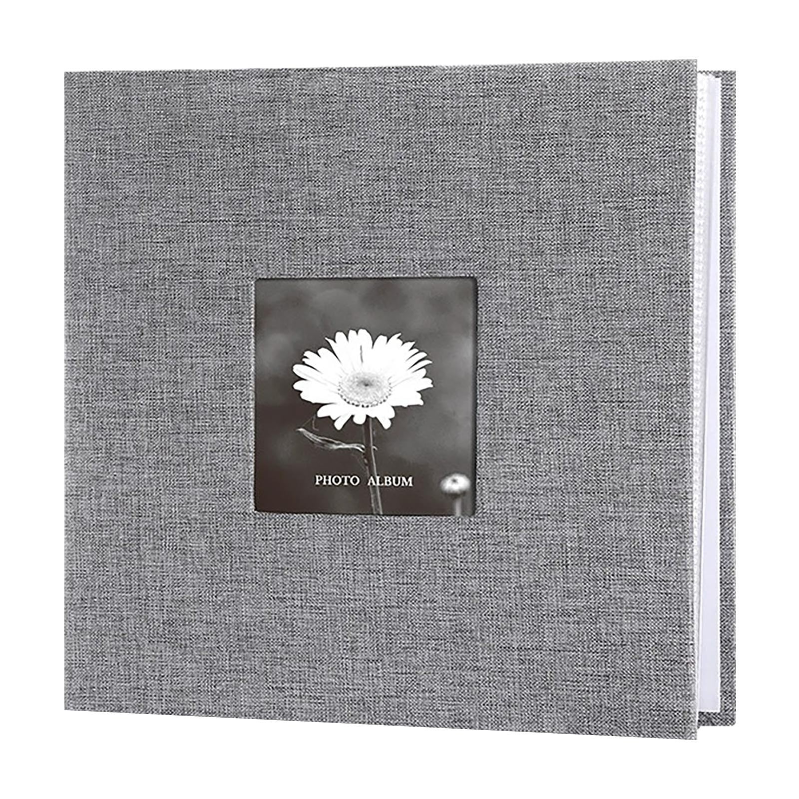 Linen Photo Album with Writing Space, Clear PVC Free Sleeves, Open ...