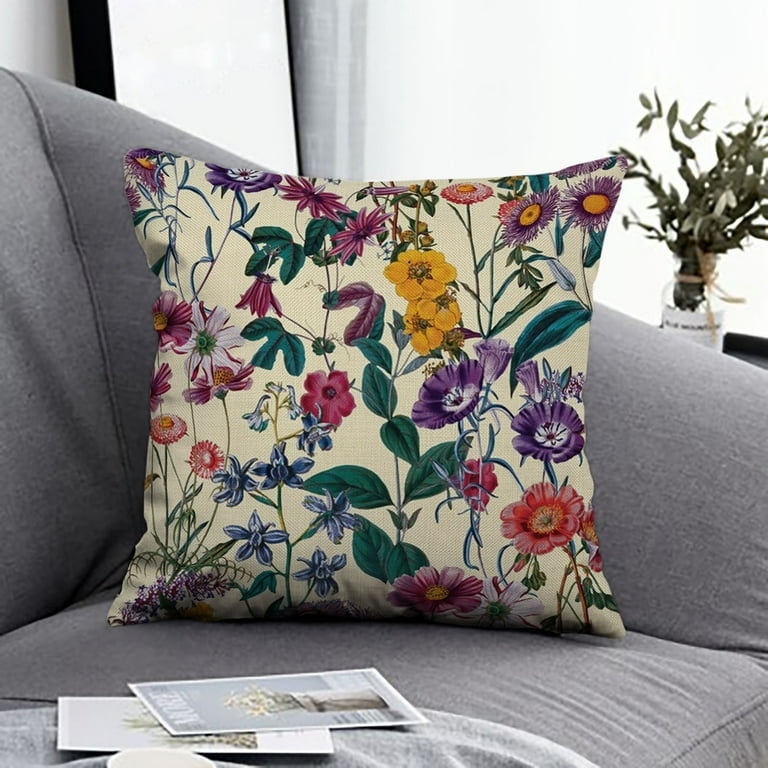 Linen Pillow Case Vintage Flower Cushion Night Rose Print Pillow Walmart