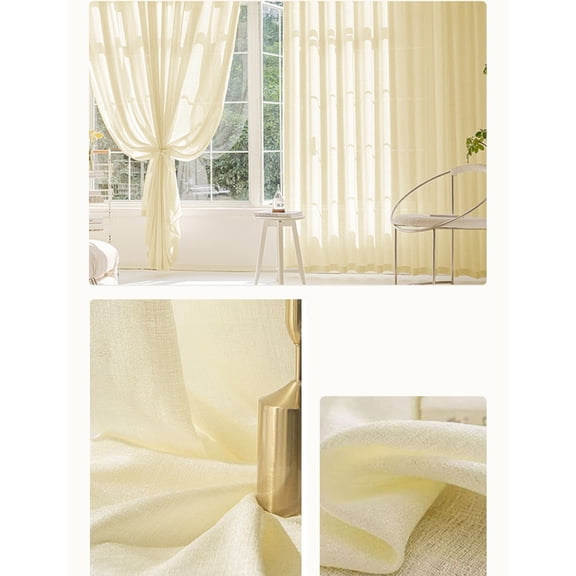 Linen Pinch Pleated Curtains 59 × 106inch 2 Panels Set Semi Transparentes Light Filtering Linen Cotton Blend Curtain Rustic Modern Boho Bedroom Bay Window Curtain Drapes (Yellow)