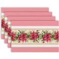 thumbnail image 1 of Linen Pink Christmas Placemats Set of 4 Poinsettia Christmas Table Mats Winter New Year Xmas Decor Pink Christmas Decorations and Supplies for Home Kitchen Table-12×18’’, 1 of 5
