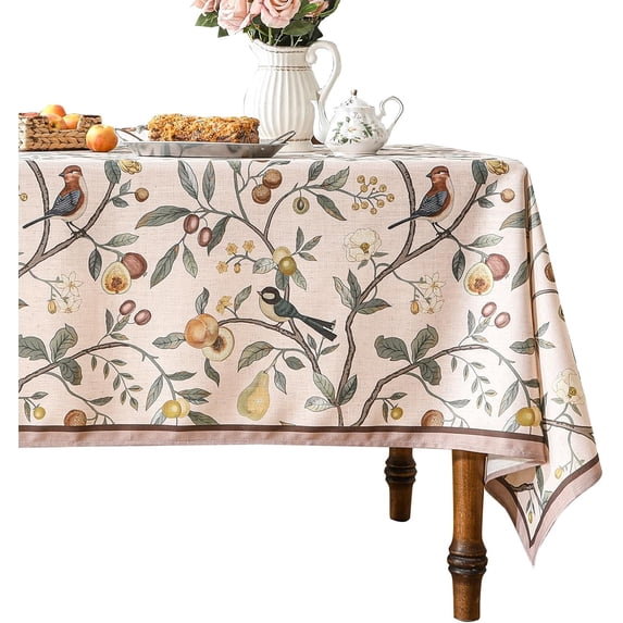 Pink Tablecloth,Wrinkle Resistant French Vintage Tablecloth Print with Foral,Decor Square Table Cloth for Thanksgiving,Dining Room,Home,Kitchen 67" × 67"-Dewey A