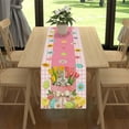 thumbnail image 1 of Linen Pink and White Buffalo Check Plaid Easter Table Runner 108 Inches Long Easter Egg Bunny Chick Daisy Tulip Floral Table Decor Spring Summer Easter Home Kitchen Dining Room Table Decorations, 1 of 5