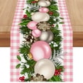 thumbnail image 1 of Linen Pink and White Buffalo Check Plaid Christmas Table Runner 72 Inches Long Farmhouse Winter Christmas Xmas Holiday Home Kitchen Table Decorations, 1 of 6
