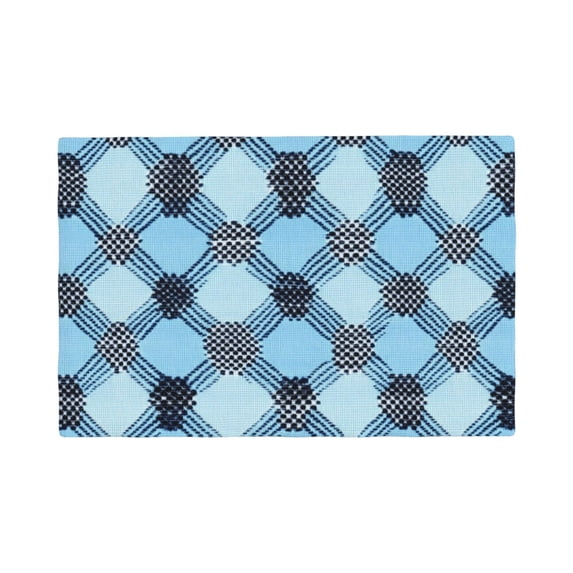 Linen Placemat With 18×12in Double Stitching Is Effectively Insulated And Foldable For Family Hotel Picnic Trips Argyle Plaid Lightskyblue_49288_2 Four Pieces