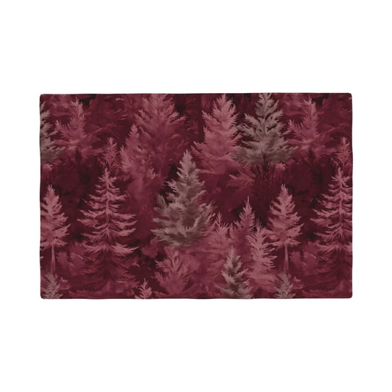 Linen Placemat With 18×12in Double Stitching Is Effectively Insulated And Foldable For Family Hotel Picnic Trips Realistic Forests Camouflage Pattern Conifer Maroon_2 Four Pieces