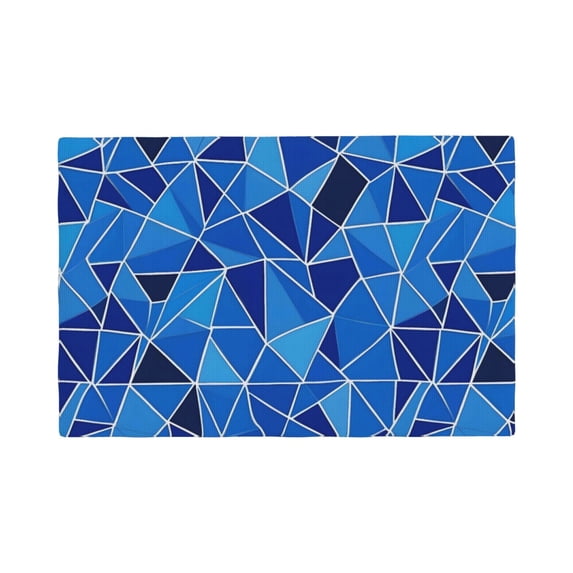 Linen Placemat With 18×12in Double Stitching Is Effectively Insulated And Foldable For Family Hotel Picnic Trips Royalblue Geometric Lines_4 Six Piece