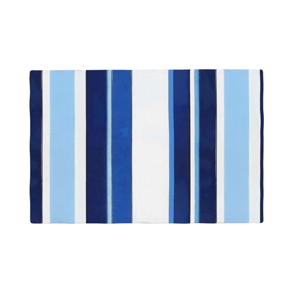 Linen Placemat With 18×12in Double Stitching Is Effectively Insulated And Foldable For Family Hotel Picnic Trips Deepskyblue Stripe_2 Six Piece