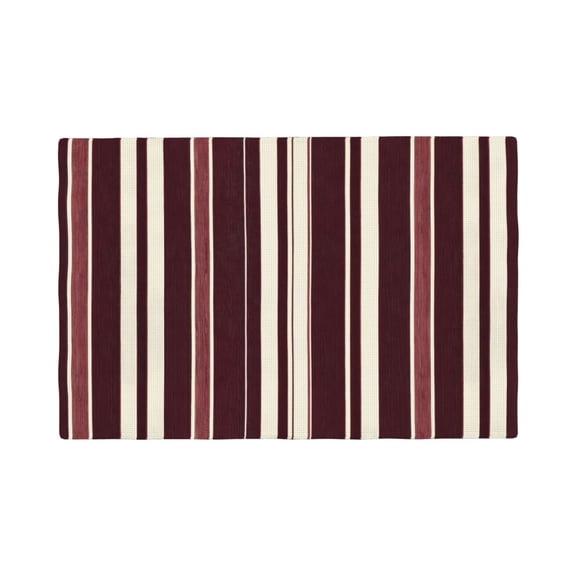 Linen Placemat With 18×12in Double Stitching Is Effectively Insulated And Foldable For Family Hotel Picnic Trips Maroon Stripe_4 Four Pieces