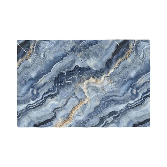 Linen Placemat With 18×12in Double Stitching Is Effectively Insulated And Foldable For Family Hotel Picnic Trips Steelblue Marble_4 Four Pieces